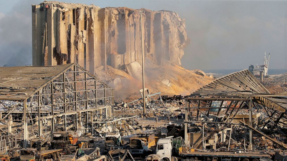 Damage at the site of Tuesday's blast in Beirut's port area. (Lebanon 5 August 2020 Source: www.abcnews.go.com))