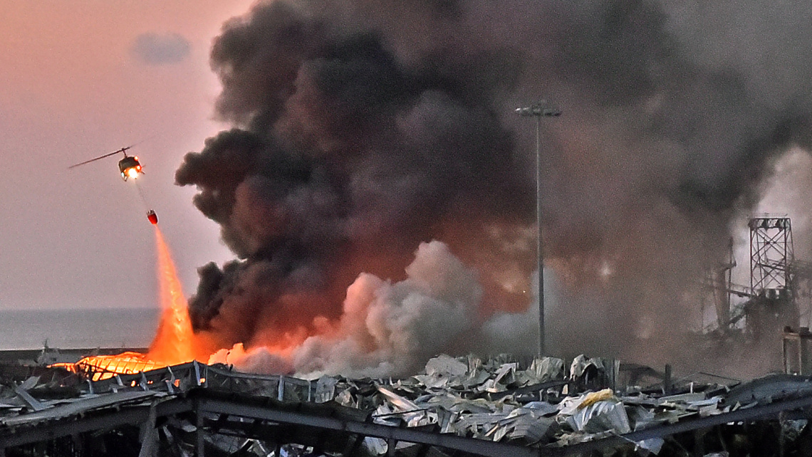 Damage at the site of Tuesday's blast in Beirut's port area. (Lebanon 5 August 2020 Source: www.abcnews.go.com))